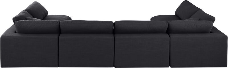 Meridian Furniture Comfy Black Linen Textured Fabric Modular Sectional