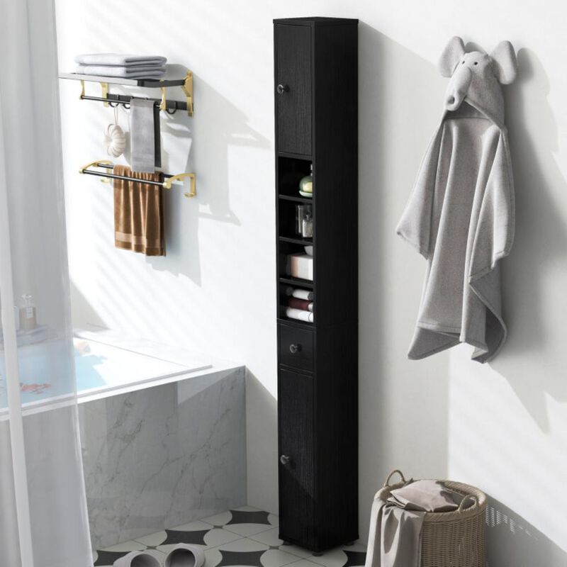 Hivvago Freestanding Slim Bathroom Cabinet with Drawer and Adjustable Shelves