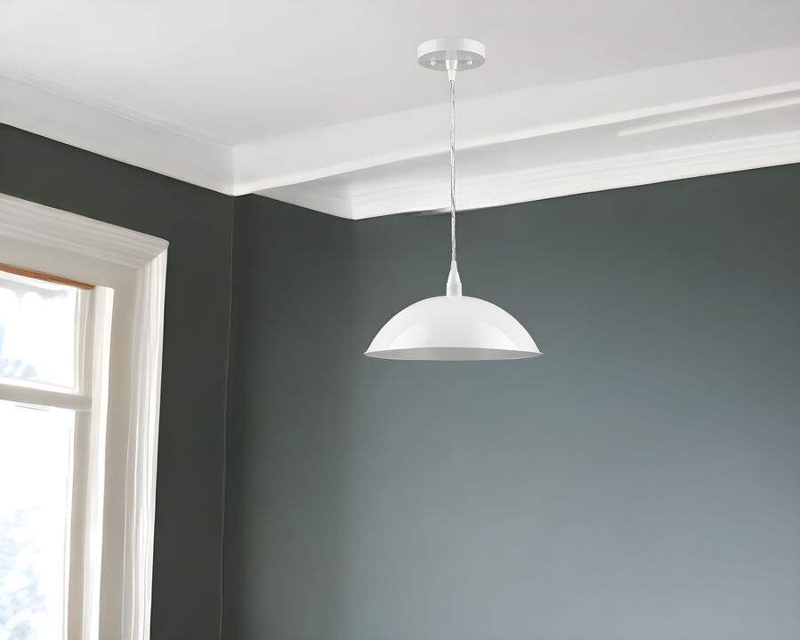 Hivvago White Metal Hanging Light with Dome Shade