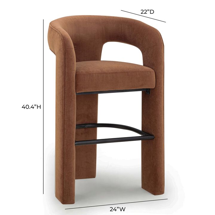 Tov Furniture Malone Rust Red Perfomance Fabric Bar Stool