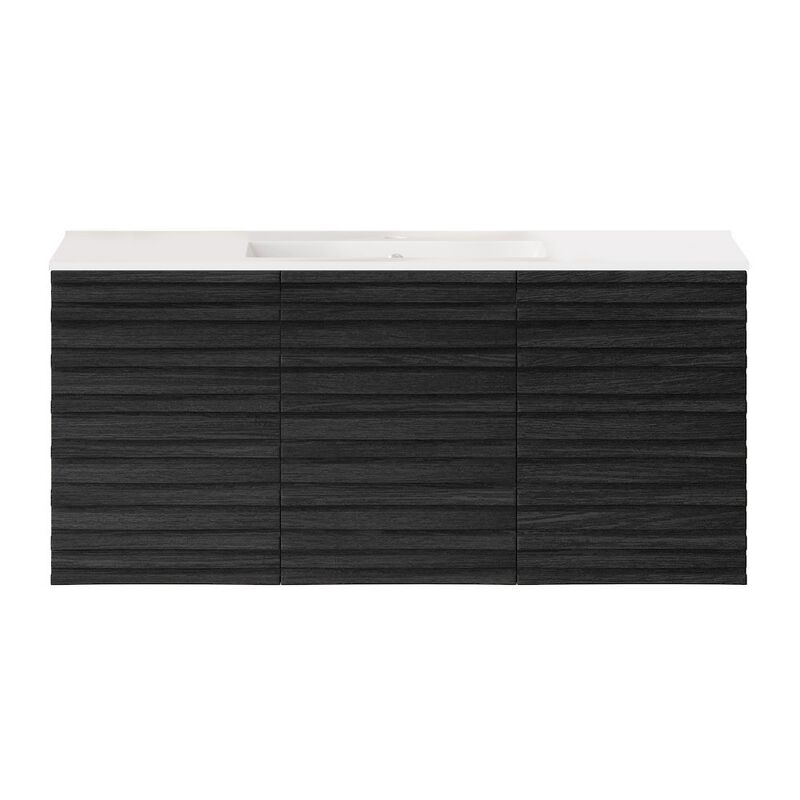 Cascade 48" Wall-Mounted Bathroom Vanity in Black Oak with Sink Top image number 0