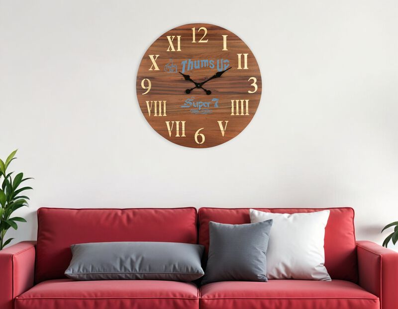 HomeRoots 24" Brown Solid Wood Silent Analog Round Wall Clock image number 1