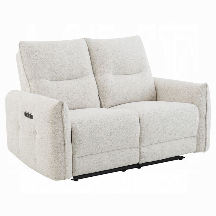 Lali Power Motion Recliner Loveseat with USB, Zero Gravity, Cream Chenille