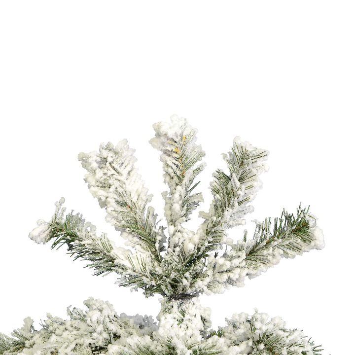 Vickerman 7.5' Flocked Pacific Pencil Artificial Christmas Tree, Unlit - Lifelike Indoor Seasonal Home Decor - Maintenance Free Flocked Faux Christmas Tree