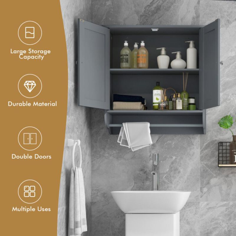 Hivvago Wall Mounted Bathroom Storage Medicine Cabinet with Towel Bar