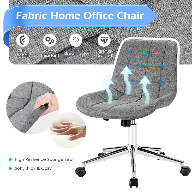 Costway Mid Back Armless Office Chair Adjustable Swivel Fabric Task Desk Chair