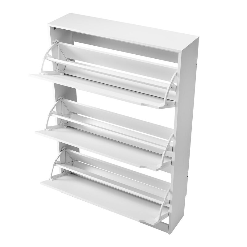 Modern Shoe Cabinet with 3 Flip Drawers, Anti-Tip Freestanding Organizer image number 9