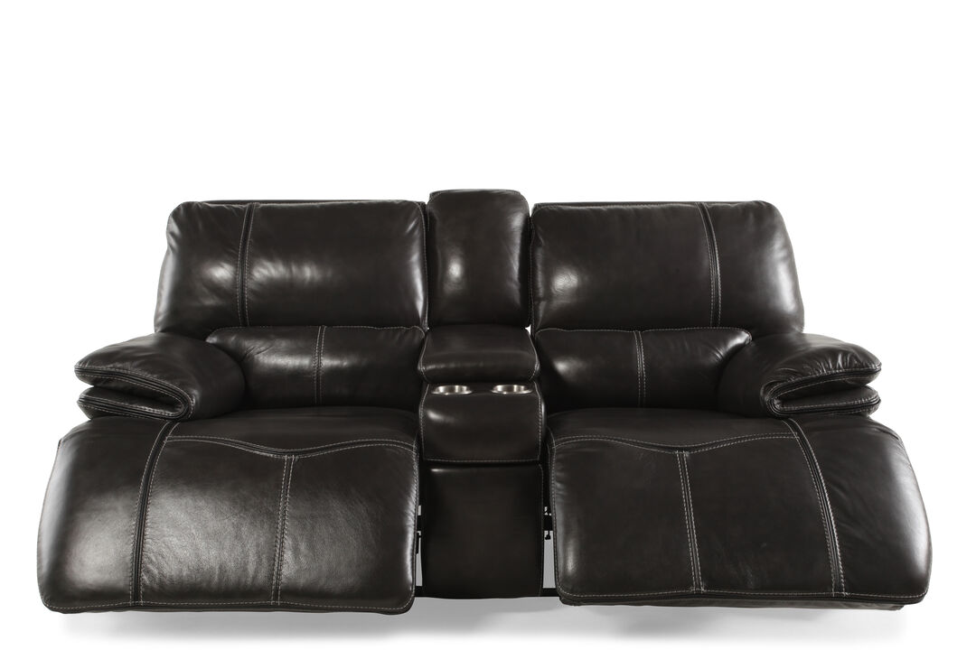 Pewter Power Reclining Loveseat with Console