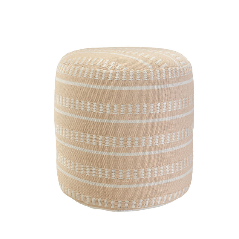 Polyester Round Striped Indoor Outdoor Pouf Ottoman