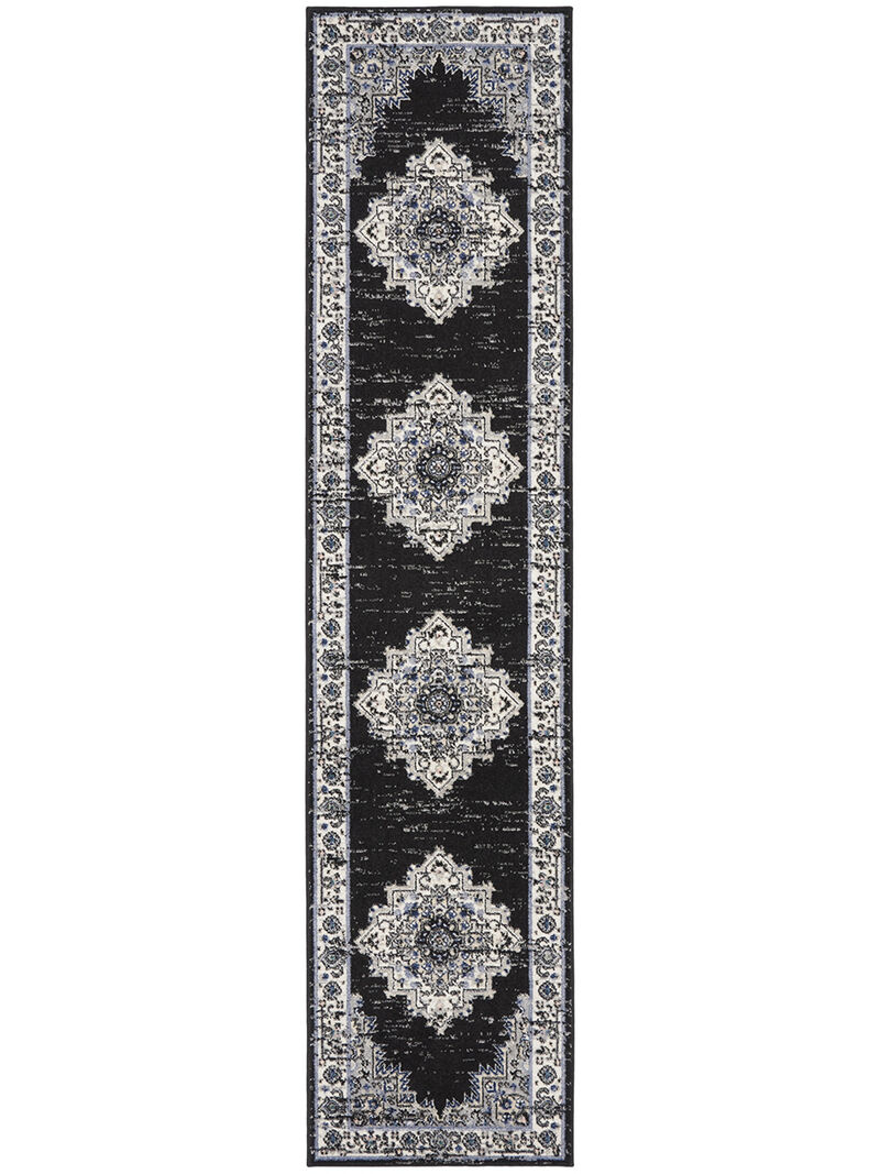 Passion PSN03 Black/Ivory 2'2" x 10' Rug
