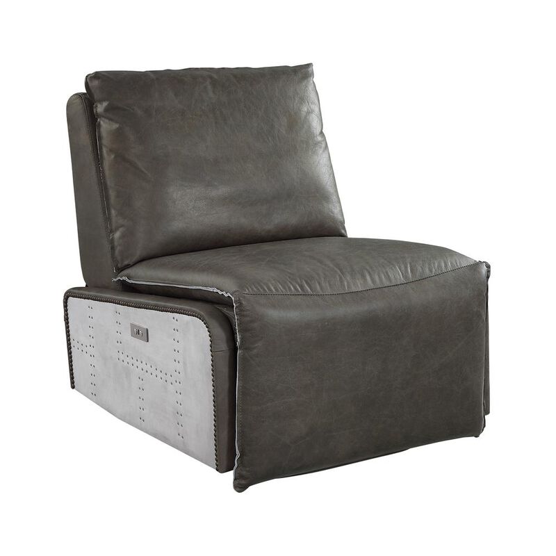 Acme Furniture Metier Power Motion Recliner, Gray Top Grain Leather & Aluminum