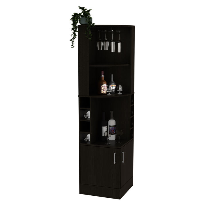 DEPOT E-SHOP Egina Corner Bar Cabinet, Two External Shelves, Black