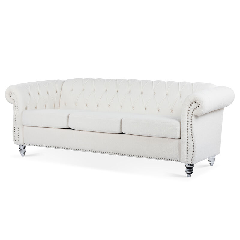 Rolled Arm Chesterfield 3 Seater Sofa with Classic Design
