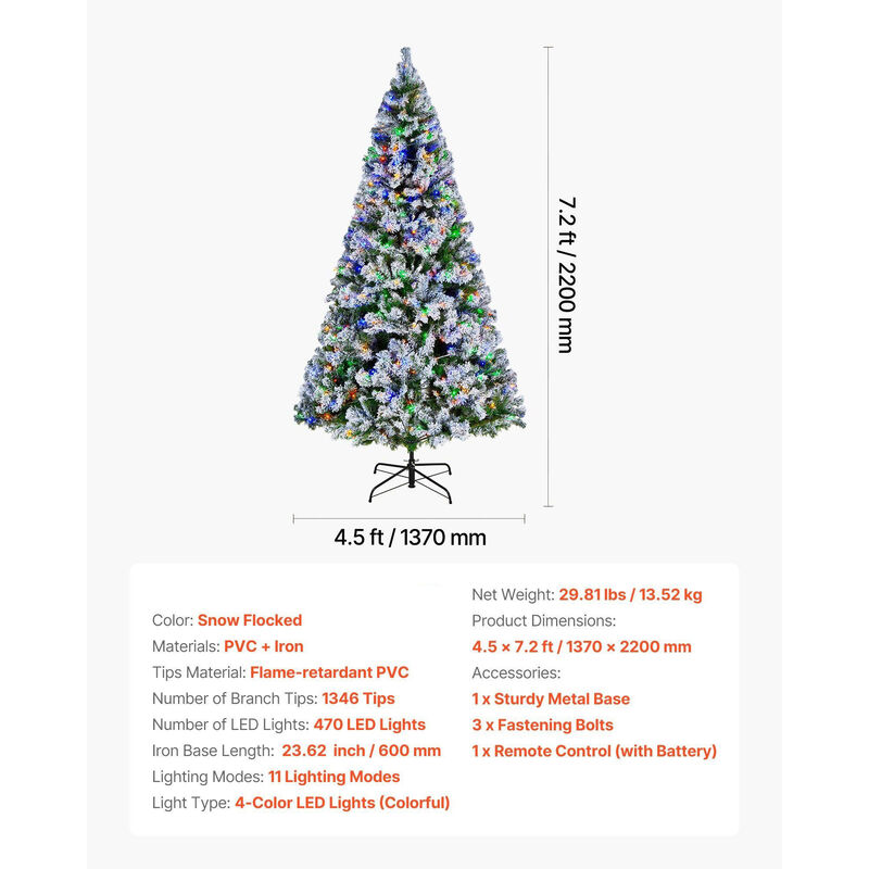 Artificial Flocked Christmas Tree Prelit with LED Lights, 11 Lighting Modes-Snow Flocked image number 2