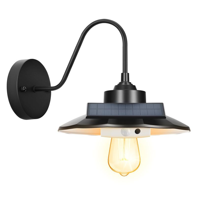 Solar Outdoor Barn Light, Motion Sensor & 3 Modes, Waterproof Wall Sconce - Black image number 8