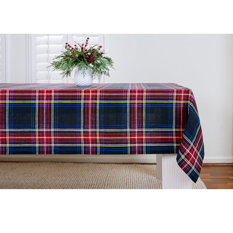 Solino Home Stewart Plaid 100% Linen Tablecloth &ndash; Handcrafted, Machine Washable, Perfect for Holiday and Everyday Dining