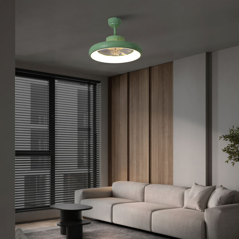 Loren Modern Contemporary 6-Speed Metal Mobile-App/Remote-Controlled Dimmable Smart Integrated LED Ceiling Fan