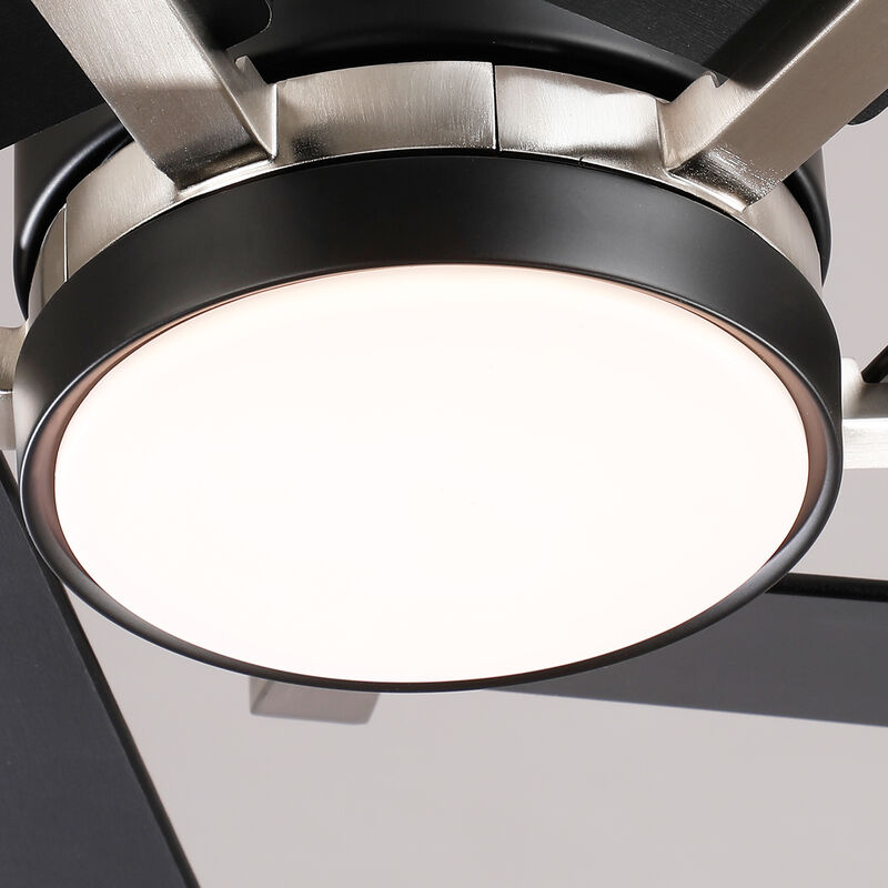 60" Modern Industrial Matte Black Reversible Dimmable 5 Aero Blades Ceiling Fan with Light and Remote image number 9