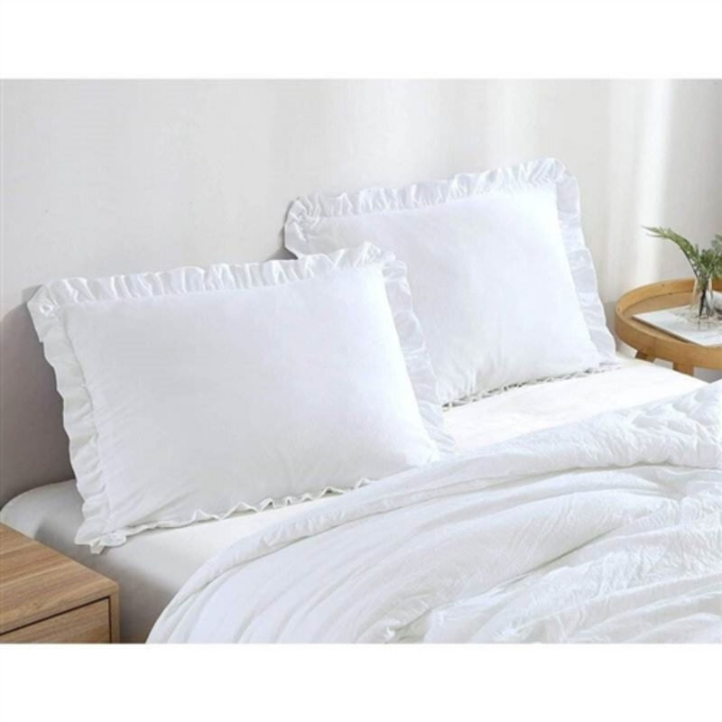 Microfiber Comforter Set with Ruffled Edges Lightweight Bedding for Everyday Use