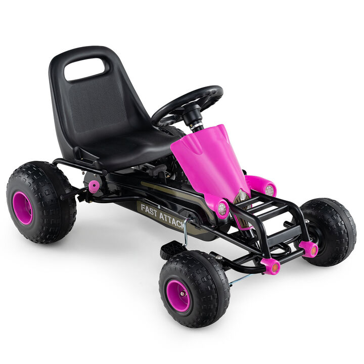 Kids Go Kart Pedal Car with Gear Shifter Steering Wheel and Handbrake for Driveway