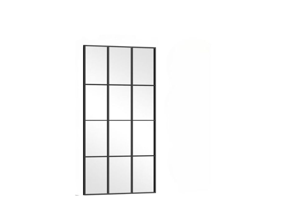 30"x60" Black Window Pane Mirror – Large Grid Frame for Entry