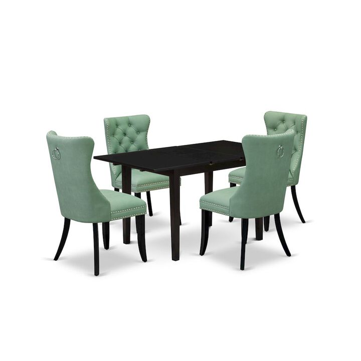 5 Piece Dining Set Consists of a Rectangle Wooden Table with Butterfly Leaf