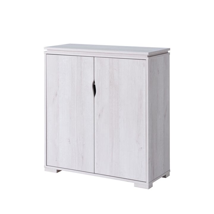 2-Door White Oak Shoe/Storage Cabinet with 4 Shelves Storage with Spacious Top