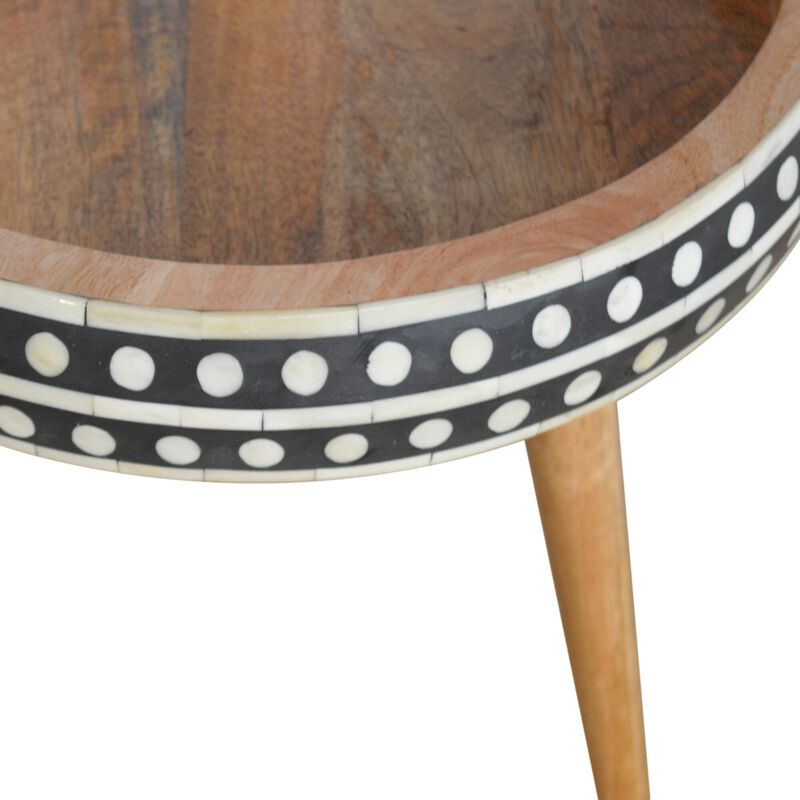 Solid Wood oak-ish Small Patterned Nordic Style End Table