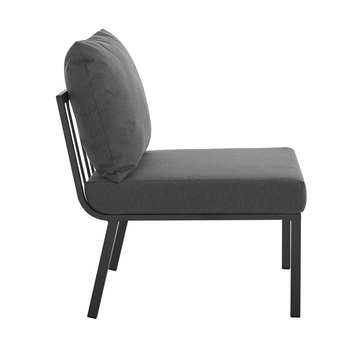 Modway Riverside Outdoor Furniture, Armless Chair, Gray Charcoal
