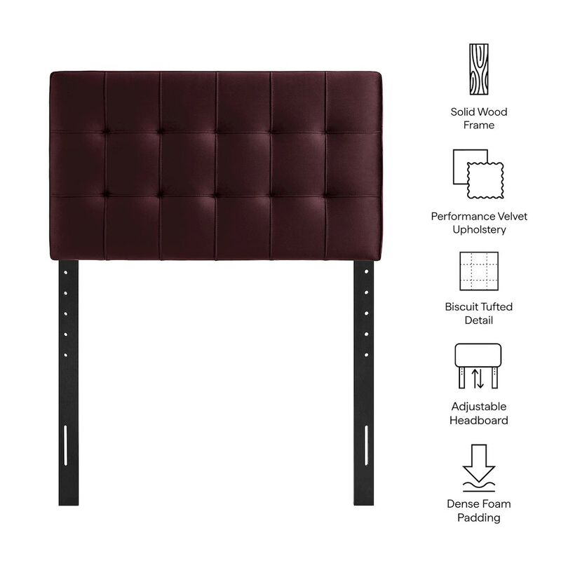 Lily Stain-Resistant Performance Velvet Twin Size Headboard image number 2