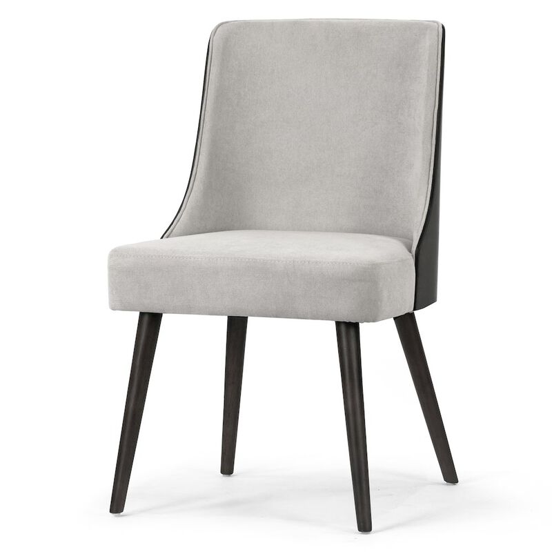 Glamour Home Set of 2 Asma Fabric Chair with Black Bentwood Back and Solid Wood Legs