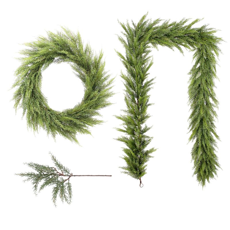 9' Faux Cedar Garland Evergreen image number 6