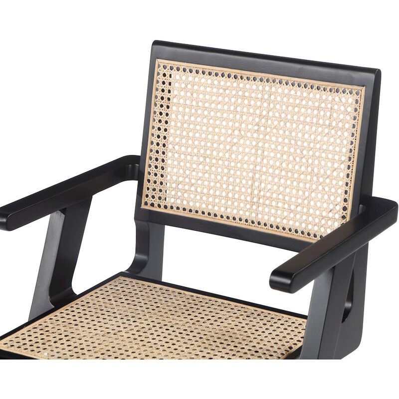 Meridian Furniture Preston Black Wood Dining Arm Chair, Set of 2