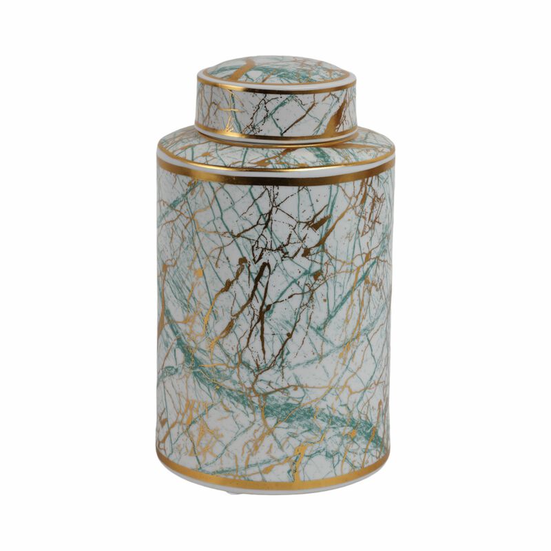 Ceramic 12" Jar With Gold Lid image number 3