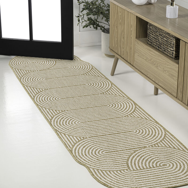 Margot Modern Geometric Arch Stripe Indoor/Outdoor Shaped Area Rug