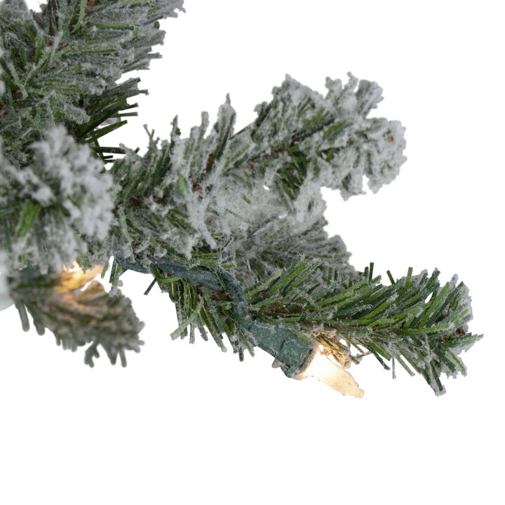 Set of 3 Pre-Lit Slim Flocked Alpine Artificial Christmas Trees 5' - Clear Lights