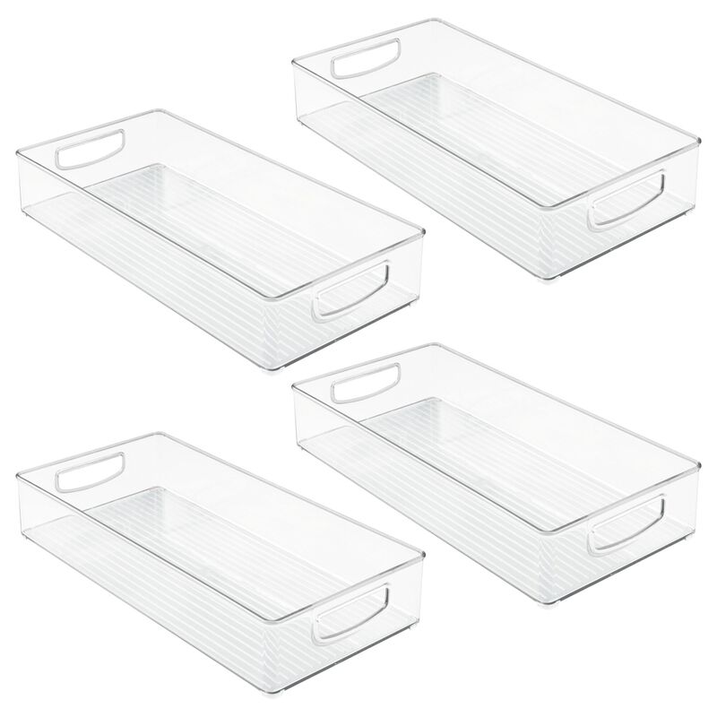 iDesign Stackable Plastic Pantry Bins with Handles - Storage Bins for Organizing Kitchen - Set of 4 - Clear