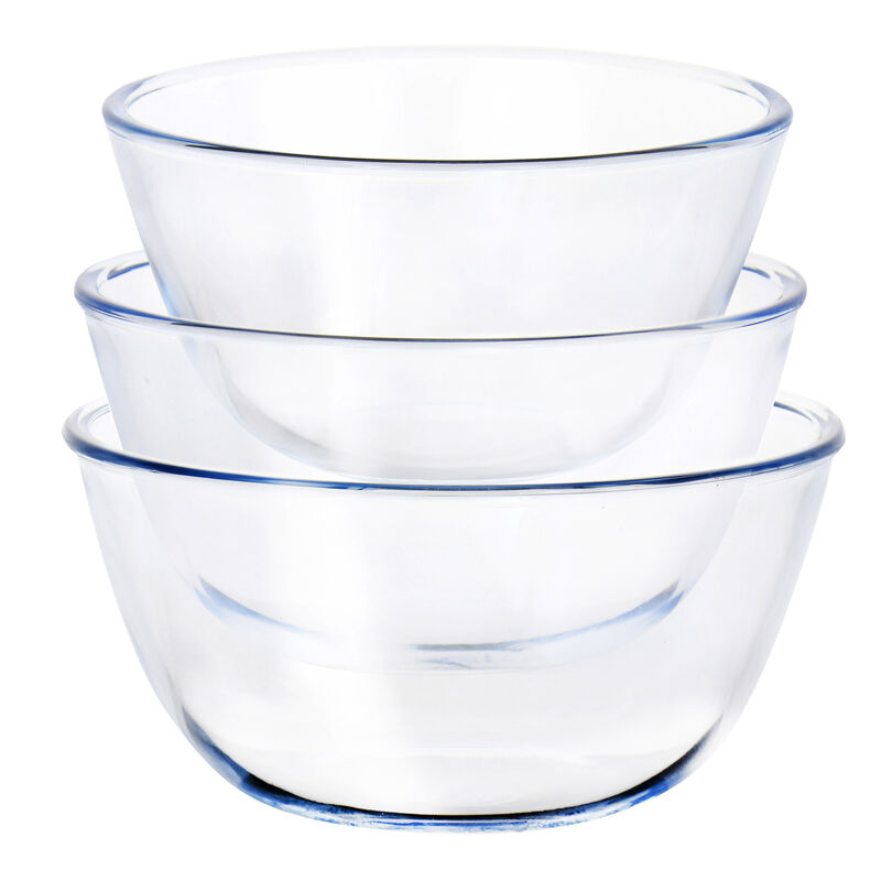 Martha Stewart 6 Piece Borosilicate Glass Prep Bowl Set with Plastic Lids in Mint