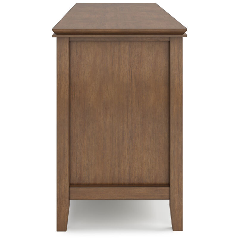 Artisan SOLID WOOD 72 inch Wide Contemporary TV Media Stand in Rustic Natural Aged Brown For TVs up to 80 inches