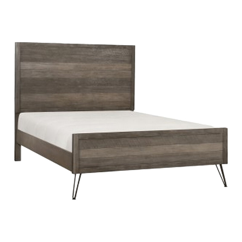 Aile 4 Pc Queen Size Bedroom Set, Horizontal Slat Design, Rustic Brown image number 2