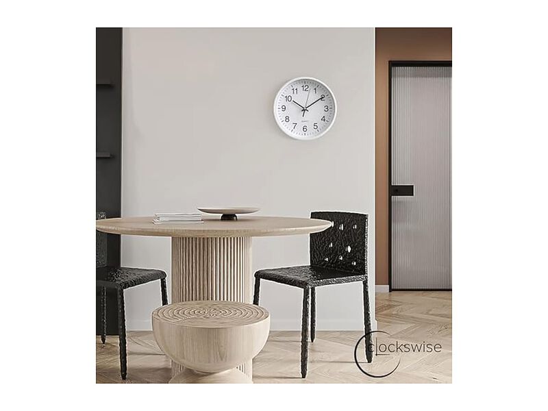 White Desk Table Shelf Perfect Farmhouse Wall Clock Silent Non Ticking image number 3