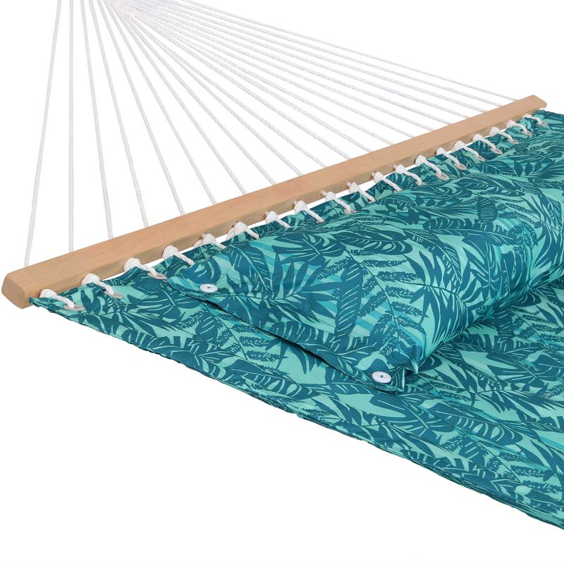 Sunnydaze Large Quilted Hammock with Spreader Bar and Pillow