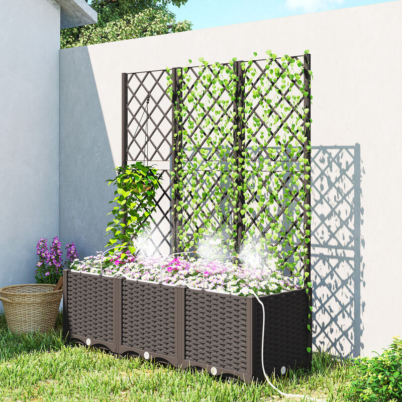 Hivvago 3PCS Self-Watering Raised Planters with Trellis and Timer image number 1