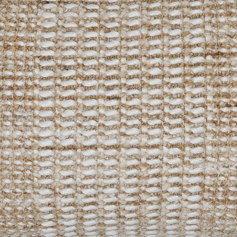 Anye 14 x 22 Lumbar Throw Pillow Set of 4, Handwoven Striped Tan Ivory Wool - Benzara image number 4