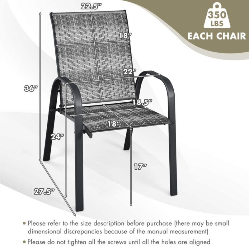 Hivvago Outdoor PE Wicker Stackable Chairs with Sturdy Steel Frame