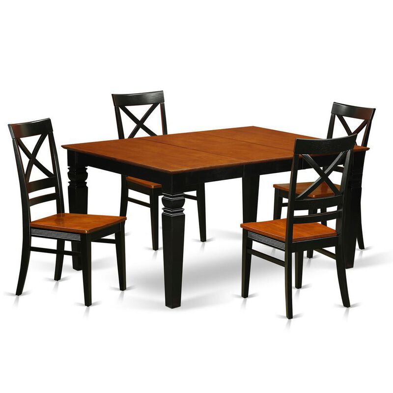 5 Pc Kitchen table set with a Kitchen Table and 4 Wood Dining Chairs in Black