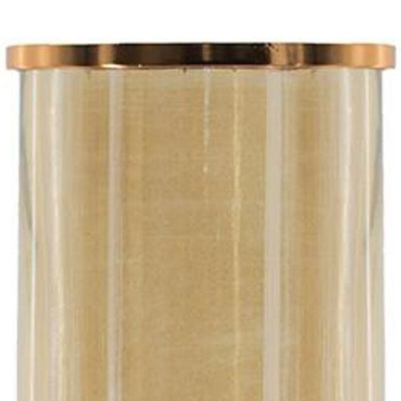 HomeRoots 19" Gold And White Glass And Marble Table Vase image number 4