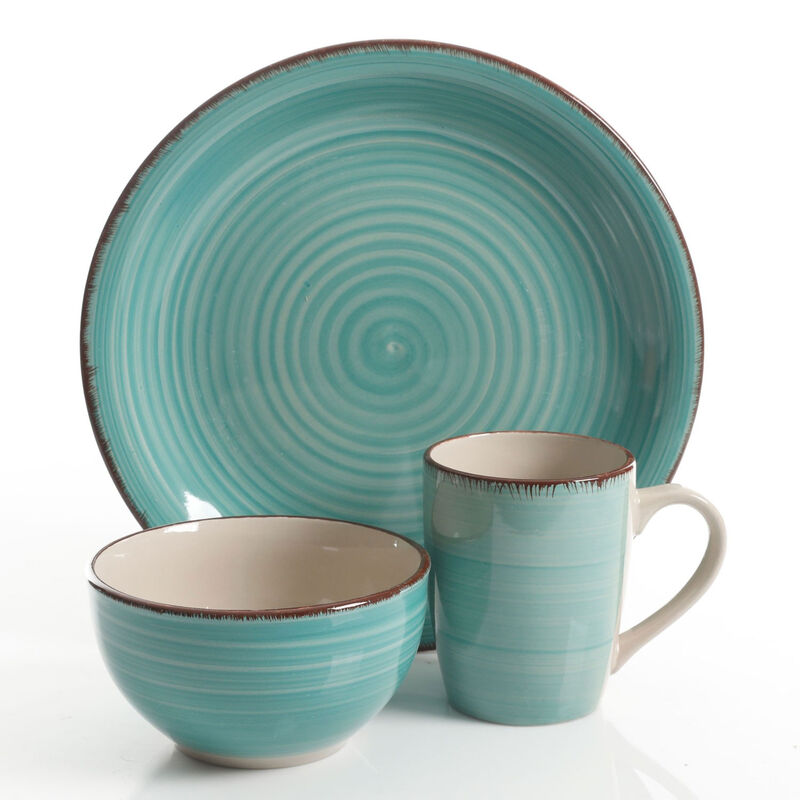 Gibson Home 12 Piece Pastel Stoneware Dinnerware Set in Assorted Colors