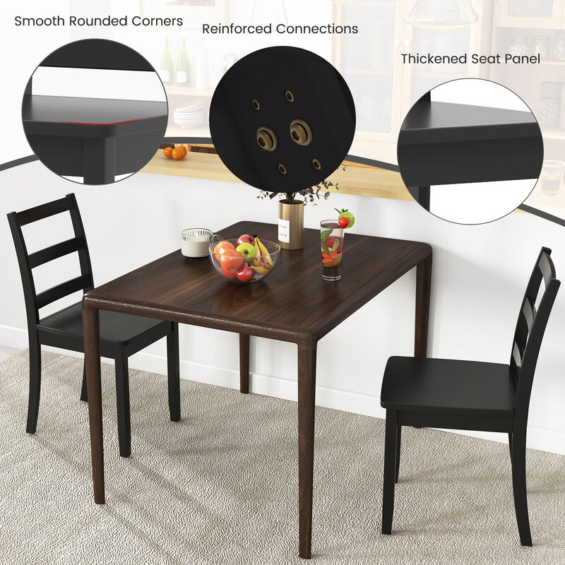 Set of 2 Wood Dining Chairs with Solid Rubber Wood Legs