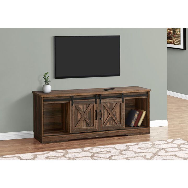 Monarch Specialties I 2748 Tv Stand, 60 Inch, Console, Media Entertainment Center, Storage Cabinet, Living Room, Bedroom, Laminate, Brown, Transitional